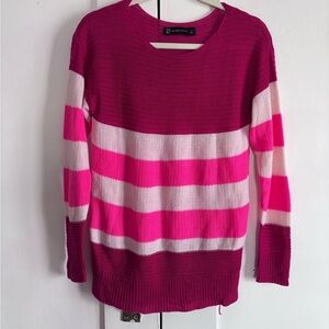 New York & Company Pink and White Striped Sweater